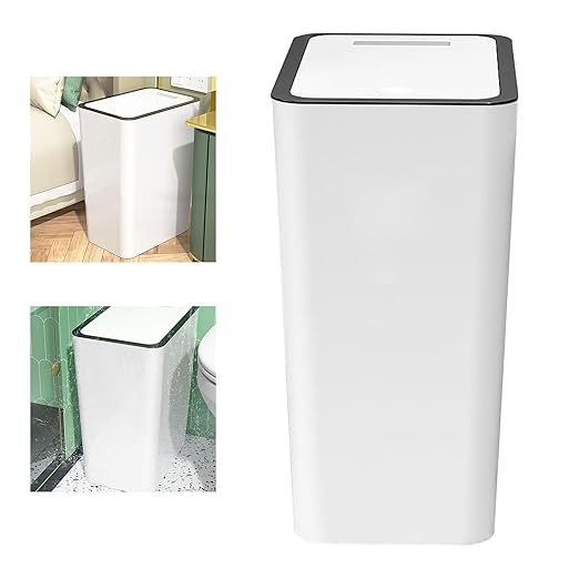 VBESTLIFE Bathroom Trash Can with Lid 15L/4 Gallon Slim Garbage Bin Wastebasket with Up Lid for Bedroom Office Kitchen Craft Room VBESTLIFEsm748dycgx