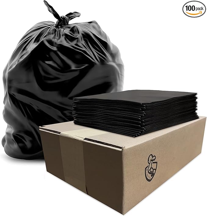 Generic 35-40 Gallons Large Trash can bags Heavy duty|33 * 39|2 mils|Black Thickened Grabag Bags- KitchenCommercialBuildingSanitationHotelProperty (100)