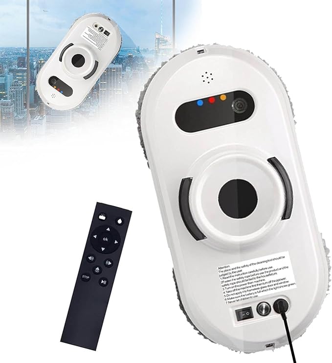 Window Cleaner Robot Two-Way Water Spray Smart Window Cleaner with 6000pa Strong Suction Glass Cleaning Automatic System &amp 3 Cleaning Modes for Windows/Tiles/Glass Door
