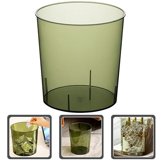 Large Capacity Trash Can Garbage Bucket Plastic Wastebasket for Home Office Open Lid Green Round Multi-Function Trash Bin for Living Room Kitchen