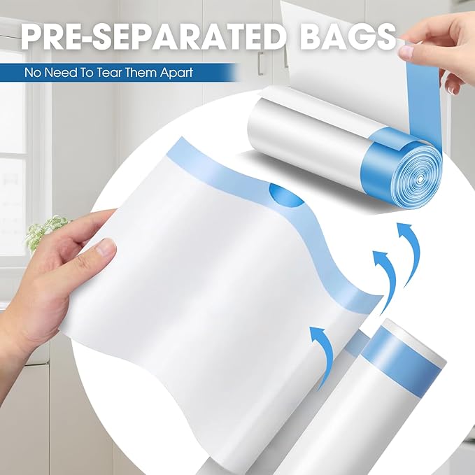 Small Trash Bags 2-4 Gallon 500 Count Super Value Bulk Drawstring Garbage Bags Mini Plastic Trash Bags for Bathroom Office Bedroom Wastebasket Trash Can Liners