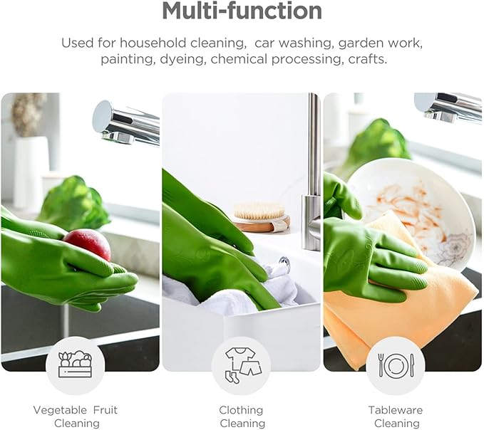 Rubber dishwashing gloves 3 or 6 Pairs for kitchenCleaning washing dish gloves long for household reuseable durable.