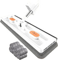 Flat Mop with Replaceable Microfiber Pads for Wet and Dry Cleaning Rotating Broom(White)