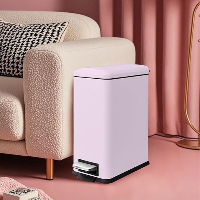 8 Gallon Step Trash Can with Soft Close Lid 30L Stainless Steel Garbage Can Fingerprint Resistant with Removal Inner Bucket Pink Trash Can for Home Kitchen Laundry Room Office Bathroom