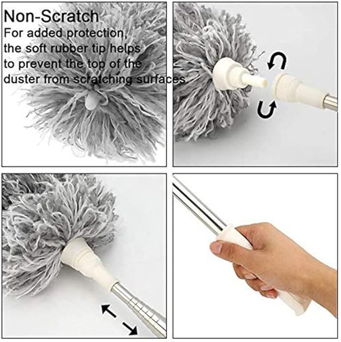 Microfiber Duster with Extension Pole Extra Long 100 Bendable HeadExtendable for Home Cleaning