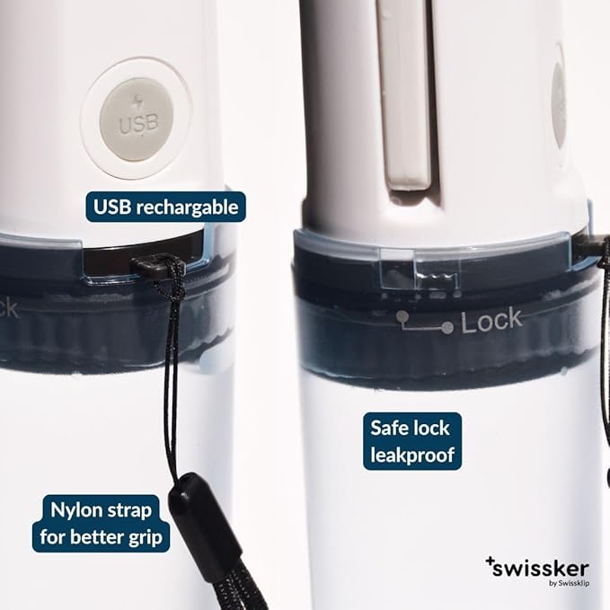 Swissker by Swissklip Portable Bidet Travel Sprayer – Rechargeable Electric Handheld Personal Hygiene Cleaner Compact USB Bidet with Adjustable Pressure for Home &amp Travel