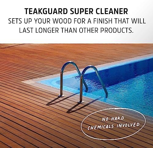 Teak Cleaner &amp Brightener Pre-Finish Wood Cleaner for Outdoor Furniture &amp Boat Teak Surfaces Deep-Cleaning Marine Restorer Water-Based Oil-Free Easy-to-Use 64 oz