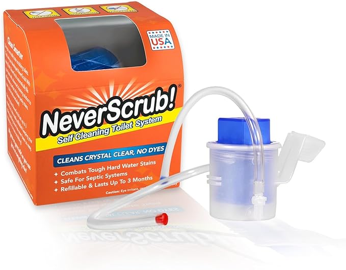 Self Cleaning Toilet System - Automatic Toilet Bowl Cleaner with Starter Cartridge Lasts Up 3 Months Continuous Cleaning - Refillable Toilet Bowl Cleaner for Stains Rings and Odor