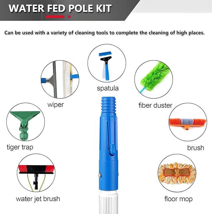 Water Fed Pole Kit &amp Outdoor Window Cleaner 5-12m Photovoltaic Panel Cleaning Tool Suitable for Cleaner Conservatory Roof Photovoltaic Panel Cleaning55cmHeadGold-11m/36.09in