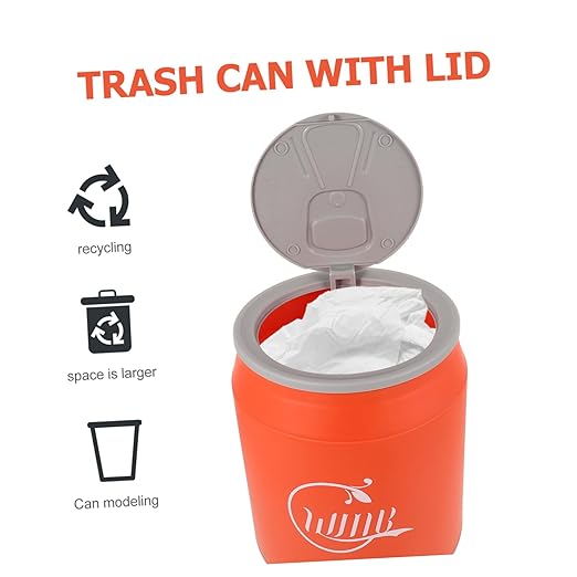 Zerodeko Soda Can Shaped Auto Trash Can Wastebasket Lid Kitchen Waste Bin Small Bathroom Bin for Home Decor