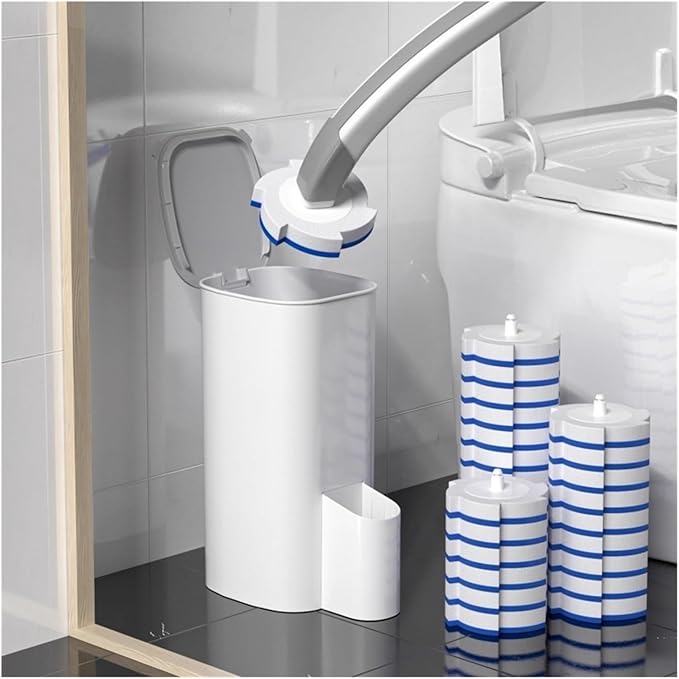 Disposable Toilet Brush Set Toilet Bowl Cleaning Kit Cleaners with Refills Floorstand Cleaning Tool for Bathroom Wc Accessories(Floorstand Set)