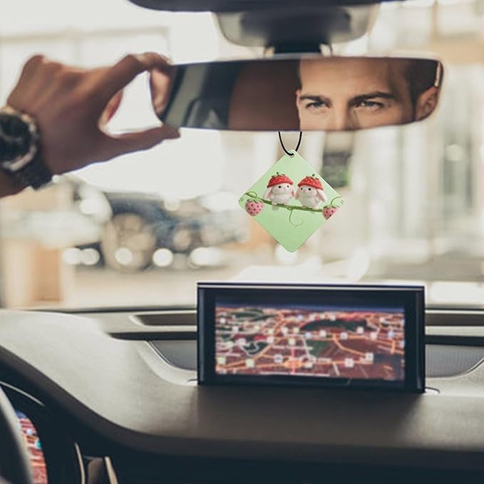 5PCS Car Air Freshener Hanging Personalized Double Sided Strawberry Chicks Car Fresheners Long Lasting New Cars Scents Cute Automotive Freshies for Closets Drawers (tea)