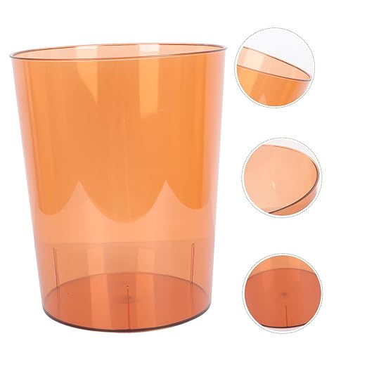 Transparent Small Orange Trash Can for Home Office Multipurpose Rubbish Holder and Flower Container Creative Modern Wastebasket with Fresh Simple Style and Space-Saving Design