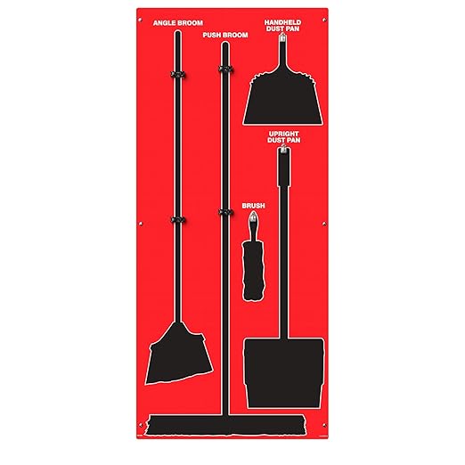 Clean &amp Sweep 5S Shadow Board/Wall Mount Broom Holder 68 x 30 Board 5S Cleaning Station - Board Only Tools Sold Separately Made in The USA by AccuformNMC Red/Black PSB714RDBK