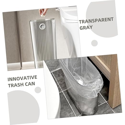 Lurrose Slim Trash Can for Narrow Spaces Design Versatile Bathroom Wastebasket for Bedroom Kitchen and Living Room Plastic Garbage Bin
