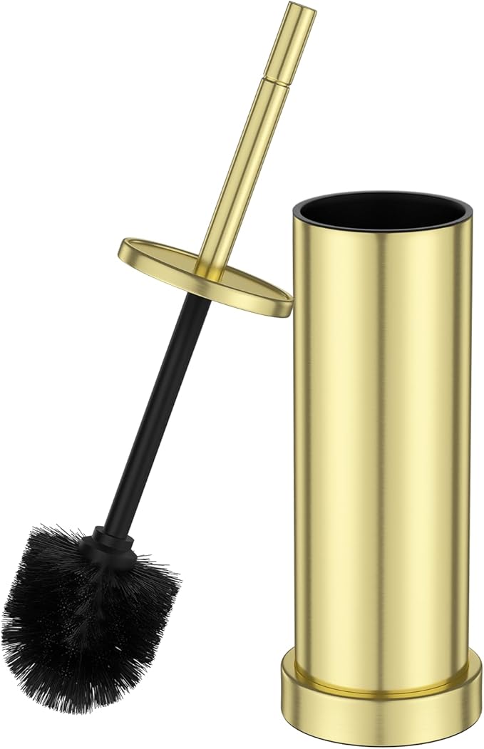 304 Stainless Steel Toilet Brush and Holder Set Toilet Bowl Brush and Holder Heavy Duty with Long Handle Removable Inner Bowl and Splash Protection for Bathroom