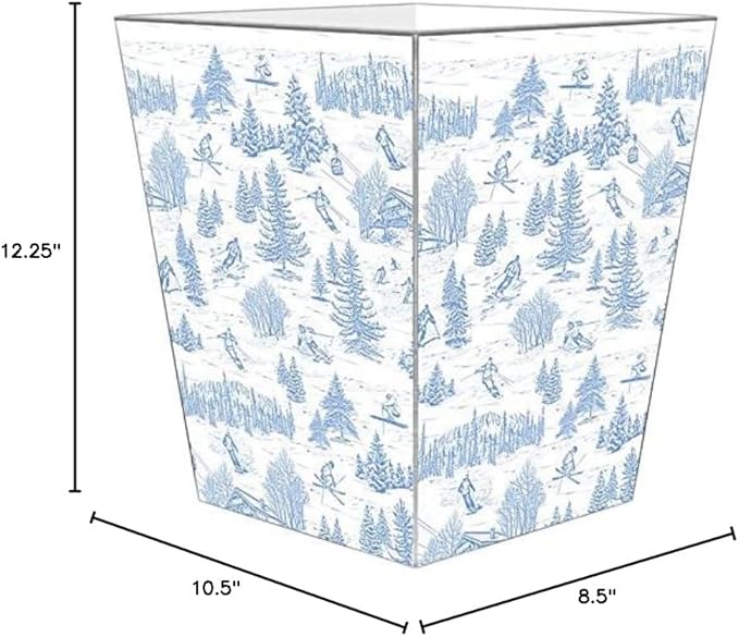 Marye-Kelley WB1593-Ski Toile Blue Wastepaper Basket