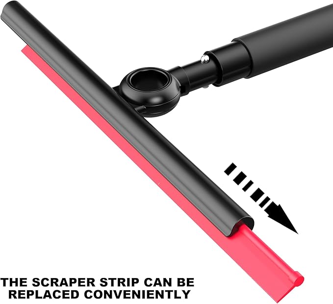 Shower Squeegee for Glass Doors Window Squeegee for HomeSqueegee with Telescopic Extension PoleProfessional Window Cleaning Tool Black for Mirror Glass Ceramic Tile