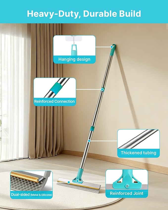 Carpet Rake for Pet Hair Removal Tool Upgraded Reusable Carpet Scraper Broom with 54” Adjustable Long Handle Premium Sturdy Cat &amp Dog Hair Remover Carpet Brush for Rugs Mats Couch