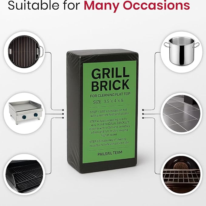 Commercial Grade Heavy Duty Grill Cleaning Brick Bulk 4 Pack. Pumice Stone Cleaner Tool Cleans and Sanitizes Restaurant Flat Top Grills or Griddles Effectively Without Harsh Chemicals or Abrasives