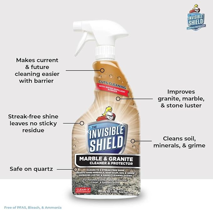 Invisible Shield® Marble &amp Granite Cleaner &amp Protectant with Hydrogen Peroxide - 32 oz- 3 Pack by Clean-X