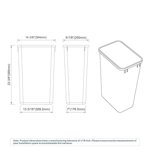 Dowell 50L Wastebasket Trash Container 52.8Qt/13.2Gal Plastic Stackable for Kitchen/Bathroom/Office Fits Under Sink/Desk (Grey 4000 50 04)