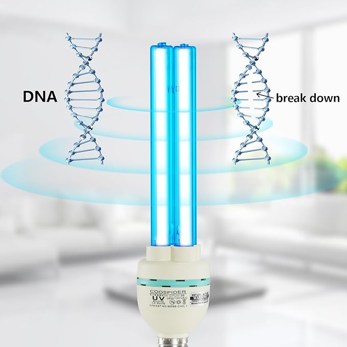 36 Watts UVC Light Bulb UV Lamp for Basement/Storehouse/Car E26 110V CTUV-36 (Ozone Free)