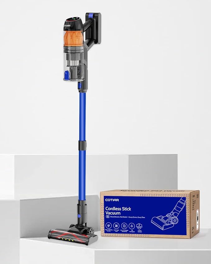 Cordless Vacuum Cleaner500W 40KPa 60Mins Vacuum Cleaners for HomePowerful Stick Vacuum With Green LightAnti-tangle Wireless Vacumm Rechargeable Vacuum for Pet Hair/Carpet/Hardwood FloorBlue