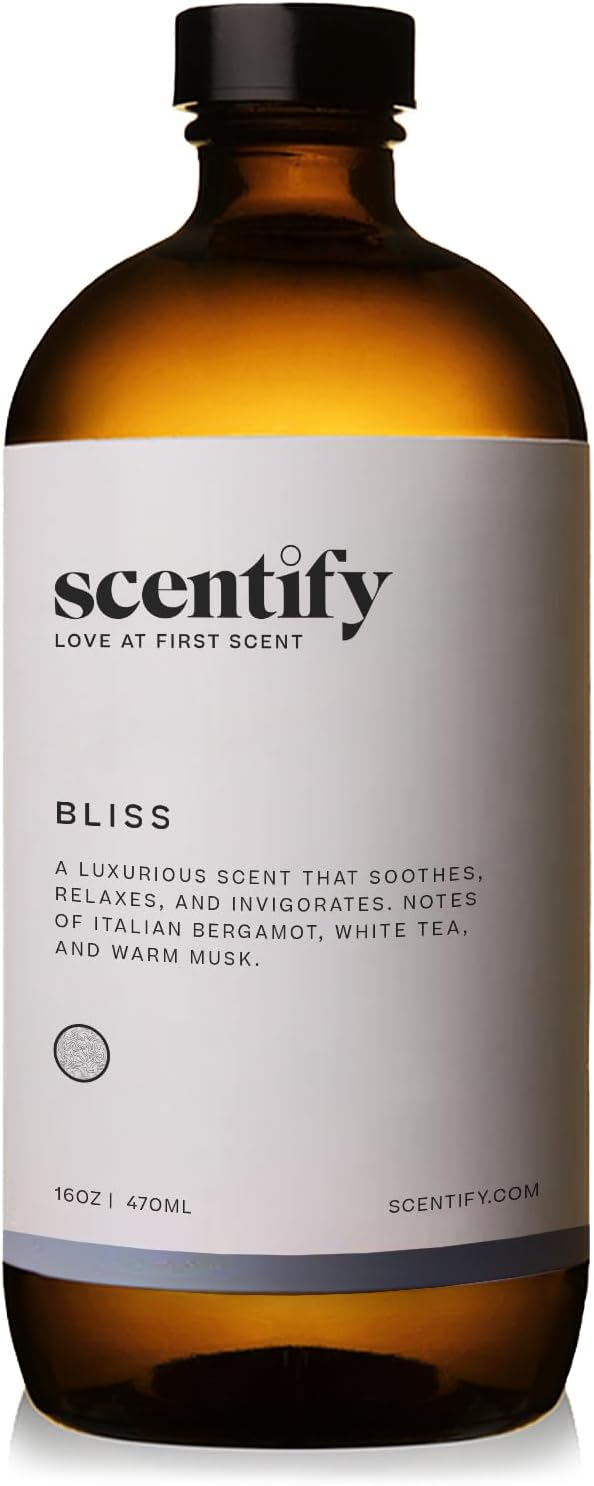 Scentify Bliss Aroma Oil Refill Scent for Oil Diffusers - Eucalyptus Bergamot Tea &amp Powdery Scents - Luxurious Relaxing Aromatherapy Diffuser Fragrance 470ml 16 oz