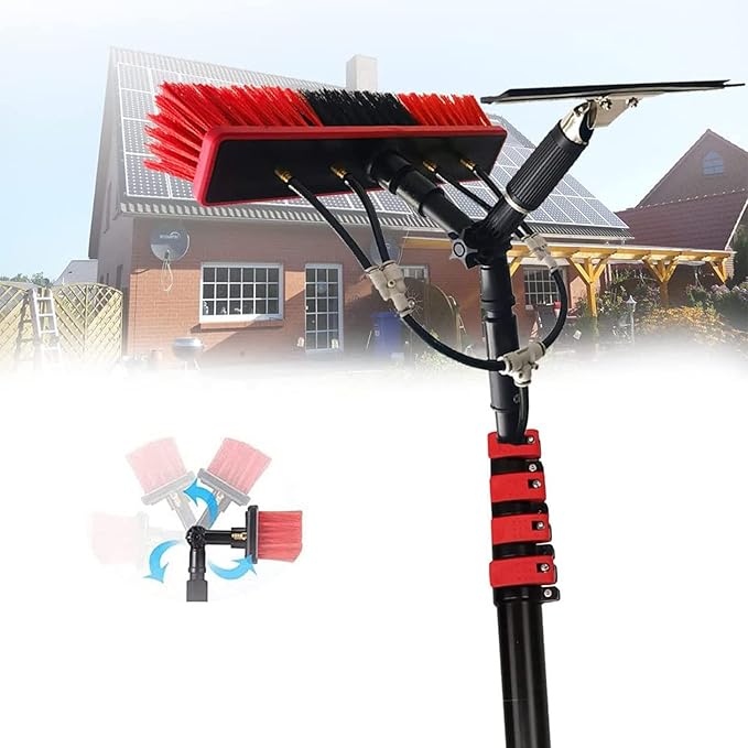 Window Cleaning PoleSolar Panel Window Cleaning Kit Water/Hose Fed Pole Window Cleaning Brush Equipment3-10.8m Washing Set Equipment Extension Pole Cleaning for Trucks Windows 10.8m/36ft
