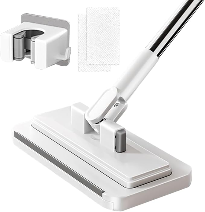 Clip Mop Mini Mop No Touch Cleaning Tool with 2 Reusable Cloths Zero Touch Mopp with Compact Design Cleaning Accessory Clip Mopp for Home Kitchen Bathroom Living Room Hardwood Tile