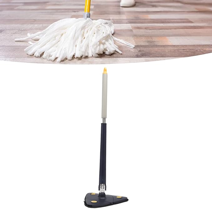 Extendable Triangle Mop Rotary 360 Degree Adjustable Cleaning Mop with ABS and Stainless Steel Frame for Bathtub Floor Wall Corners and Tight Spaces