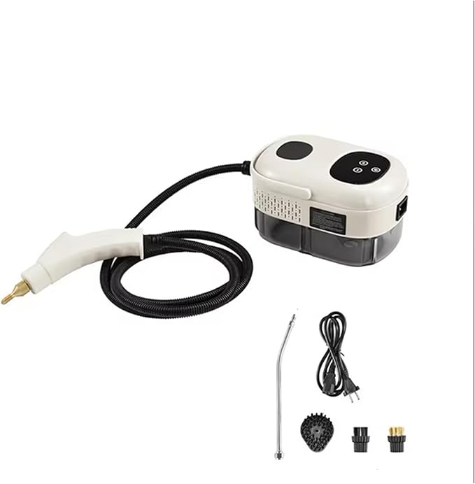 2500W High-Pressure Handheld Steam Cleaner – 1.5L Portable Steamer for Car Detailing Floors Kitchen Bathroom with 3 Attachments (02-White)