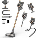 Cordless Vacuum Cleaner 10-in-1 Lightweight Stick Vacuum with 45mins Runtime Powerful Suction LED Touch Screen Rechargeable Vacuum Cleaners for Home Hardwood Floor Carpet Pet Hair (Gold)