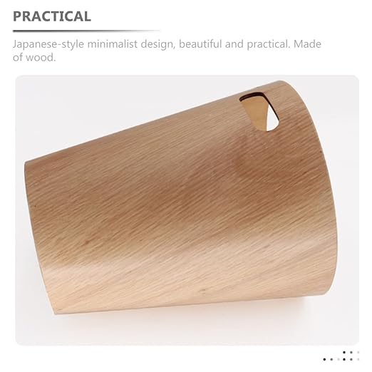 Garneck Wooden Trash Can Small Wastebasket Round 23X23X28Cm Desk Garbage Bin for Bedroom Office Table Use