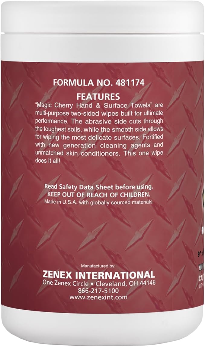 Magic Cherry Scented Heavy Duty Cleaning Wipes - Dual Sided Hand &amp Surface Shop Towels | Professional-grade Cleaning | Waterless | Cleans Grease Oil Dirt &amp more (6 Pack | 420 Sheets Total)