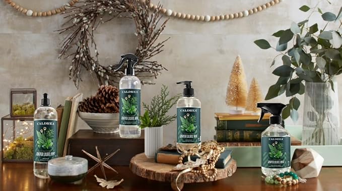 Caldrea Linen and Room Spray Air Freshener Made with Essential Oils Plant Derived Ingredients Juniper Laurel Mint Scent 16 oz