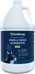 Eco Strong Cat Stain And Odor Remover| Enzyme Urine Odor Neutralizer - Stain Remover for Carpet Litter Boxes Bedding and Laundry [Citrus Scent Gallon Value Size]