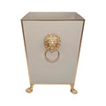 Jaye’s Studio Decorative Waste Basket Bathroom With Gold Feet Garbage Can Bedroom Vanity Metal Office Trash Cans Square Trash Bin No Lid Taupe Bathroom Accessories Lion’s Head Accent Paws &amp C