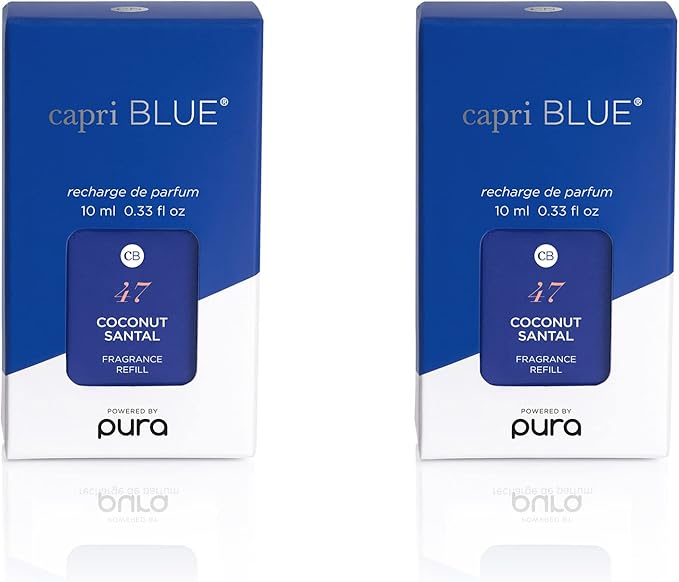 Capri Blue Pura Smart Home Plug-in Diffuser Refills – Includes 2 Capri Blue Pura Refills for Plug In Diffusers for Home - Long Lasting Luxury Scents - Coconut Santal (Pack of 2)