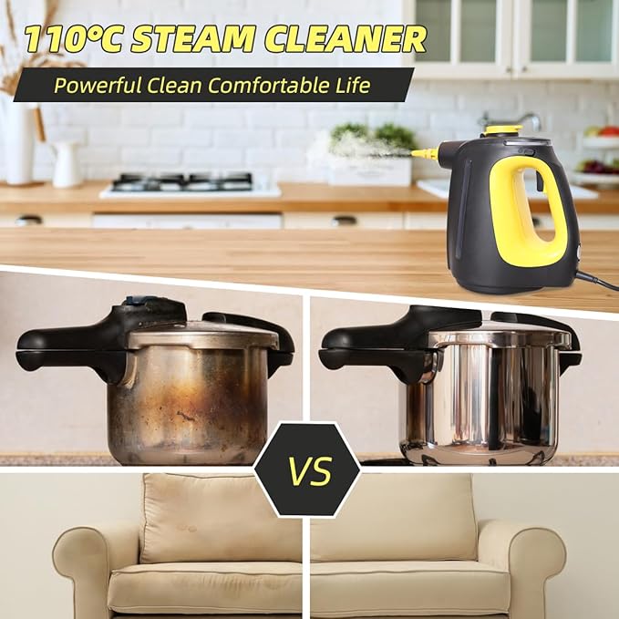 Handheld Steam Cleaner with 9 pcs Accessories Multi Surface Steam Cleaner for Home 530ml Natural Multi Purpose Steamer for Cleaning Grime GreaseFloor Upholstery Grout and Car
