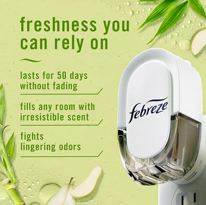 Feb-reze Plug In Air Freshener Odor-Fighting Scented Oil Refill Light Bamboo - 3 Refills