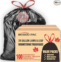 39 Gallon Lawn &amp Leaf Trash Bags Drawstring 100 Count Heavy Duty Black &amp Unscented Plastic Bags Multi-purpose Garbage Bags for Home Commercial Outdoor Construction Industrial