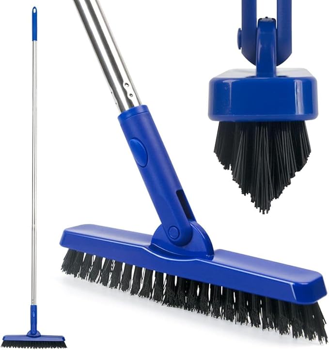 CELOX Grout Brush with Long Handle Tile Grout Cleaner Brush for Tile Floors for Shower Tile for Cleaning Grout Blue