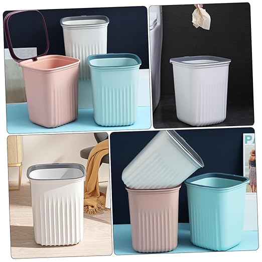 Amosfun 3pcs Wastebaskets Kitchen Trash Can Trash Basket Storage Basket Plastic Can Home Waste Bin