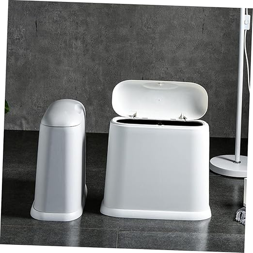 Unomor Narrow Slit Wastebasket Trash Can for Kitchen Bathroom Living Room White Garbage Bin Compact Garbage Container