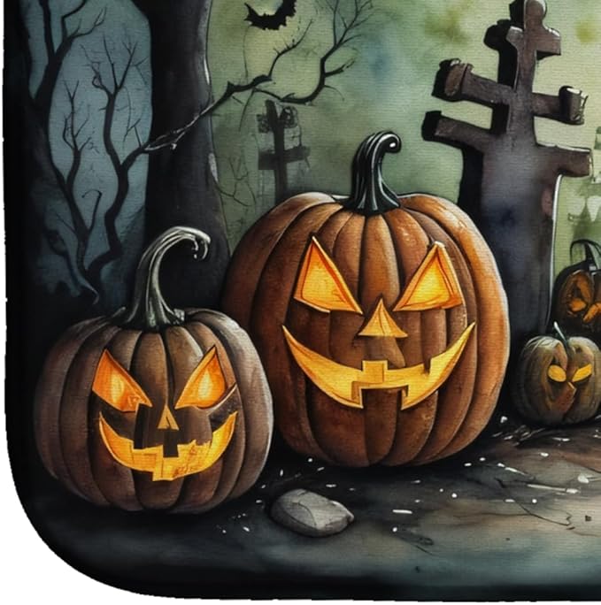 Caroline's Treasures DAC2217DDM Graveyard Spooky Halloween Dish Drying Mat Absorbent Dish Drying Mat Pad for Kitchen Counter Dish Drainer Mat for Countertop 14 x 21 Multicolor