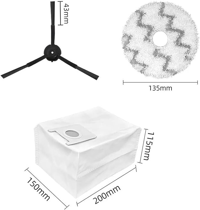BeNtli Smart Vacuum Cleaner Spare PartsMain BrushHepa FilterDust BagSide BrushMop ClothCompatible for Roidmi Eva (Color : As Shown-23)