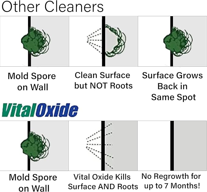 Vital Oxide Disinfectant Deodorizer Cleaner Food-Contact Sanitizer Virucide – (EPA registration #82972-1) – Kills Mold &amp Mildew Eliminates Odors –32 oz 2 Pack