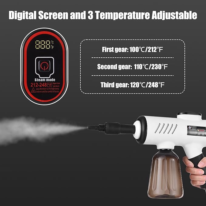 Handheld Steam Cleaner 1500W Portable Steamer for Cleaning with 600ml Removable Tank &amp 7 Accessories - Adjustable 3-Temperature Control Fast Heating &amp Deep Cleaning for Home (US plug)